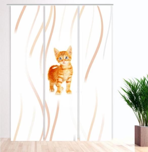 Bella Katzenbaby Flächenvorhang - 3teiliges Set Flächenvorhang 3er Set, Schiebegardine, Schiebegardinen, blickdicht, Flächenvorhang blickdicht, Schiebevorhang,